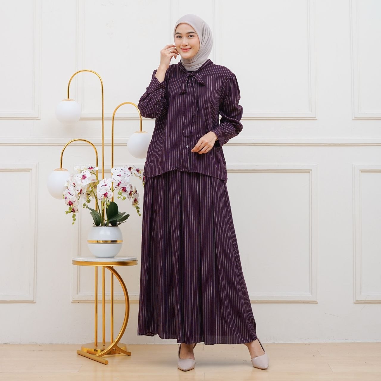 Set Rok Aruna warna burgundy